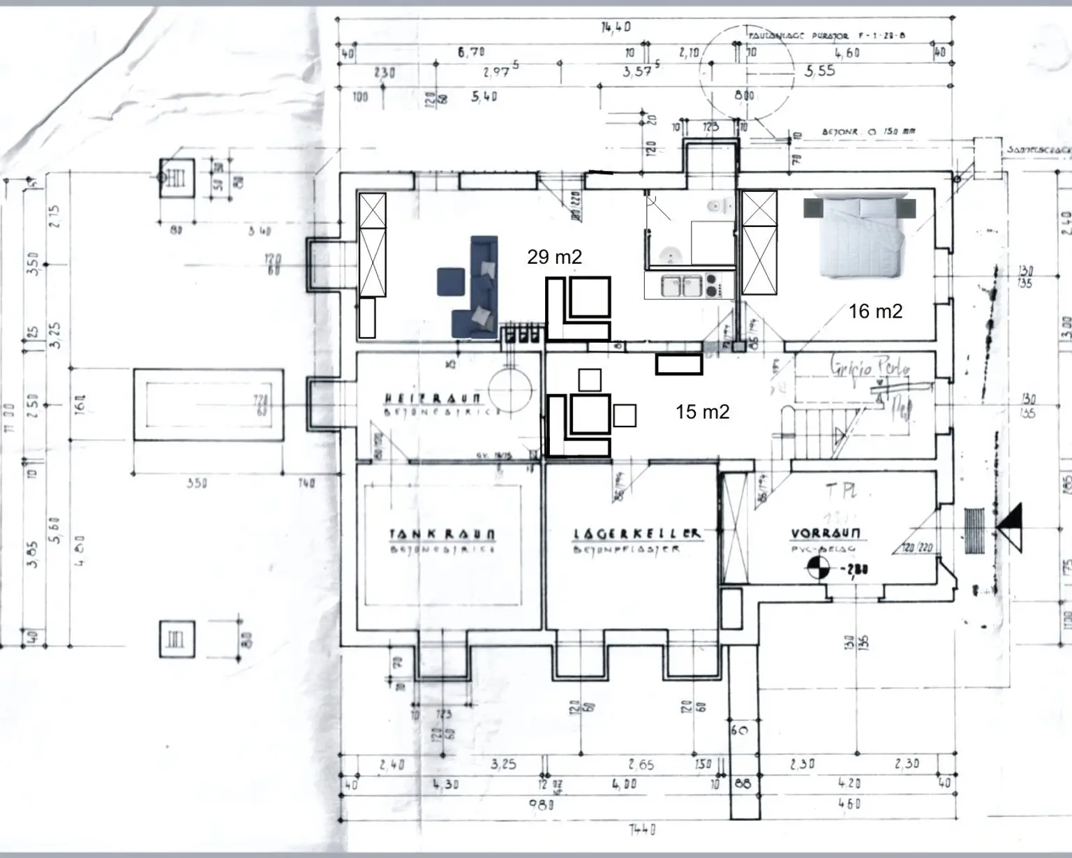 Grundriss Untergeschoss mit Einliegerwohnung