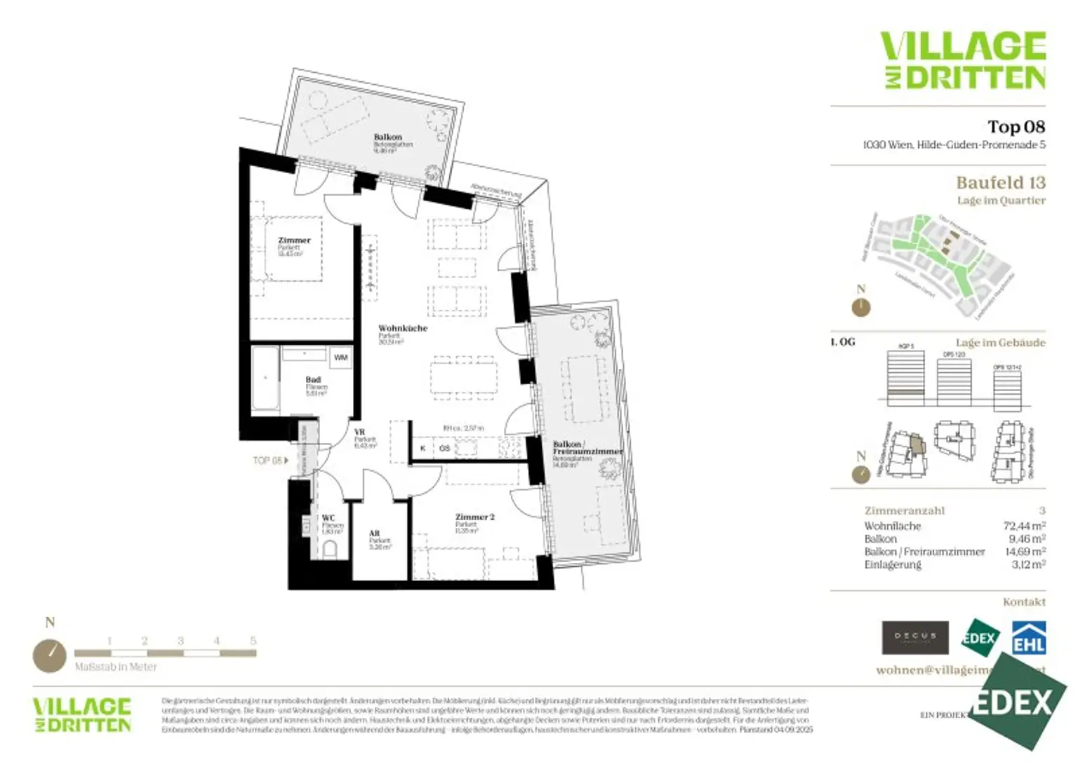Wohnen mit Freiraum – 3 Zimmer, zwei Balkone | URBAN DAHEIM | BAUFELD 13