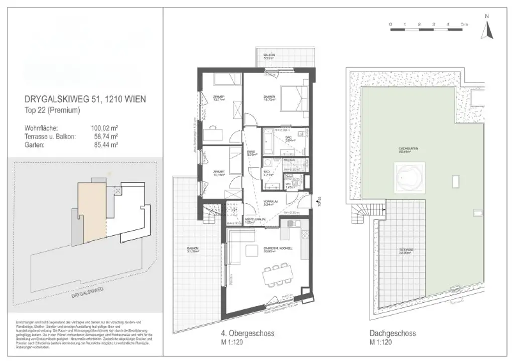 Luxuswohnung mit Dachgarten, Terrasse und Traumblick