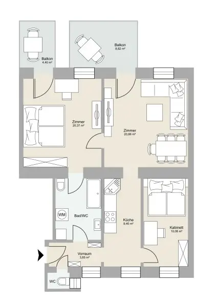 Helle 3.Zi.-Wohnung - BALKONERRICHTUNG! Ruhelage!