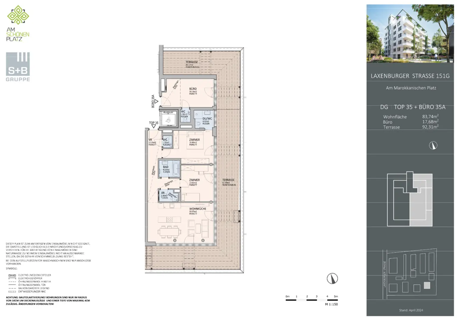 Exklusives Penthouse mit 90m2 Panoramaterrasse: Provisionsfrei - Wohnung + Büro mit luxuriöser Ausstattung