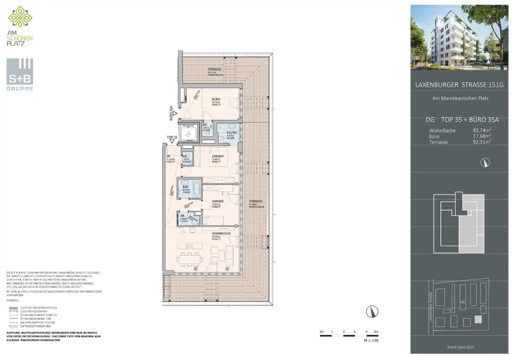 Exklusives Penthouse mit 90m2 Panoramaterrasse: Provisionsfrei - Wohnung + Büro mit luxuriöser Ausstattung