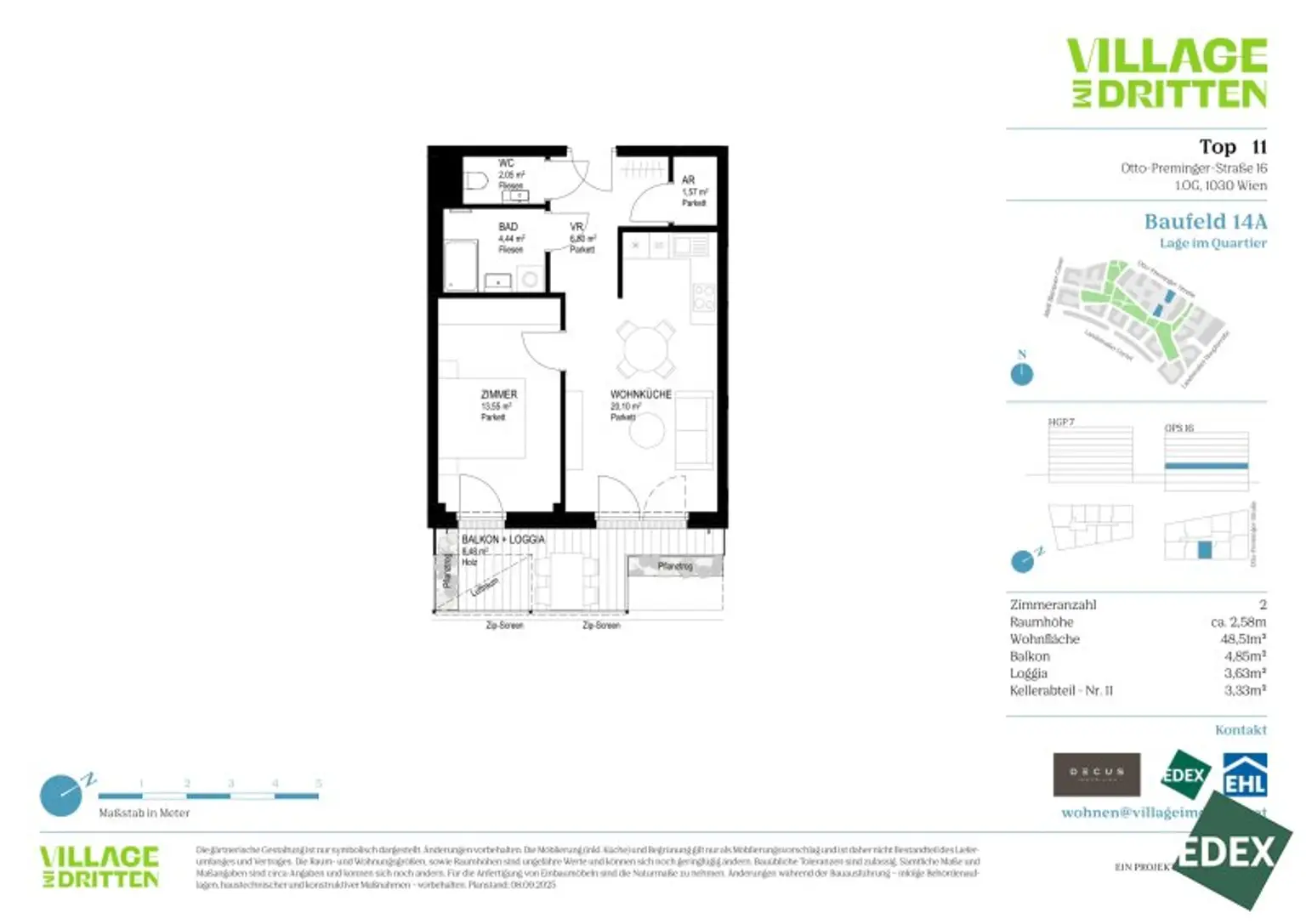 VILLAGE IM DRITTEN | MODERNE 2-ZIMMER ANLEGERWOHNUNG MIT BALKON