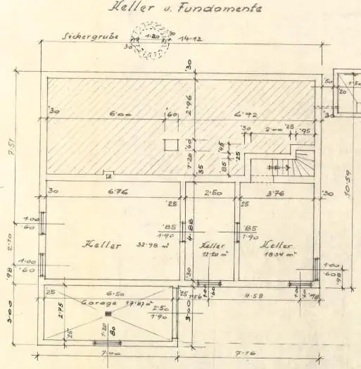 Grundriss Keller und Fundamente