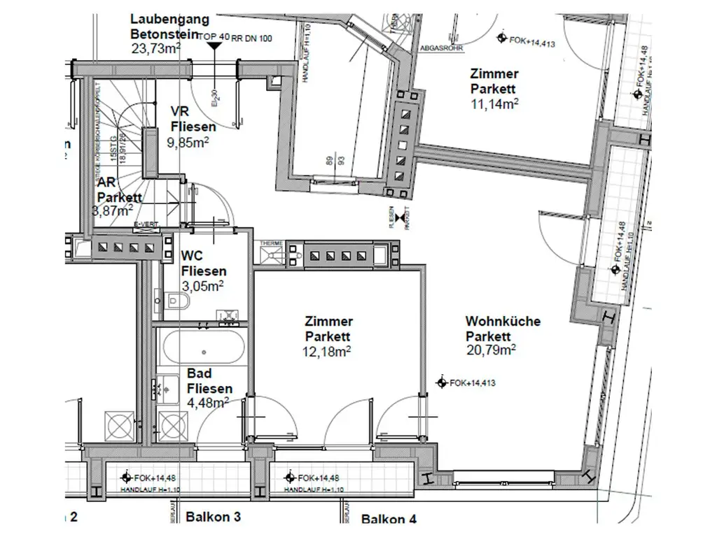 Dachgeschoss-Juwel mit Fernblick, Raumvielfalt und Terrasse in 1150 Wien