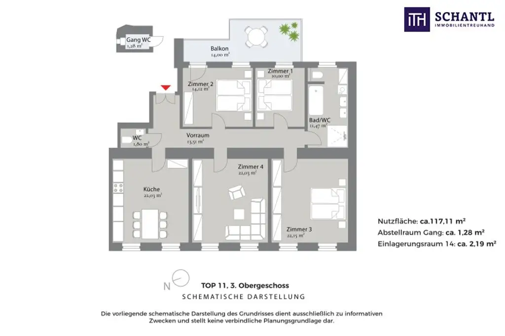 Grundriss Top 11, schematische Darstellung