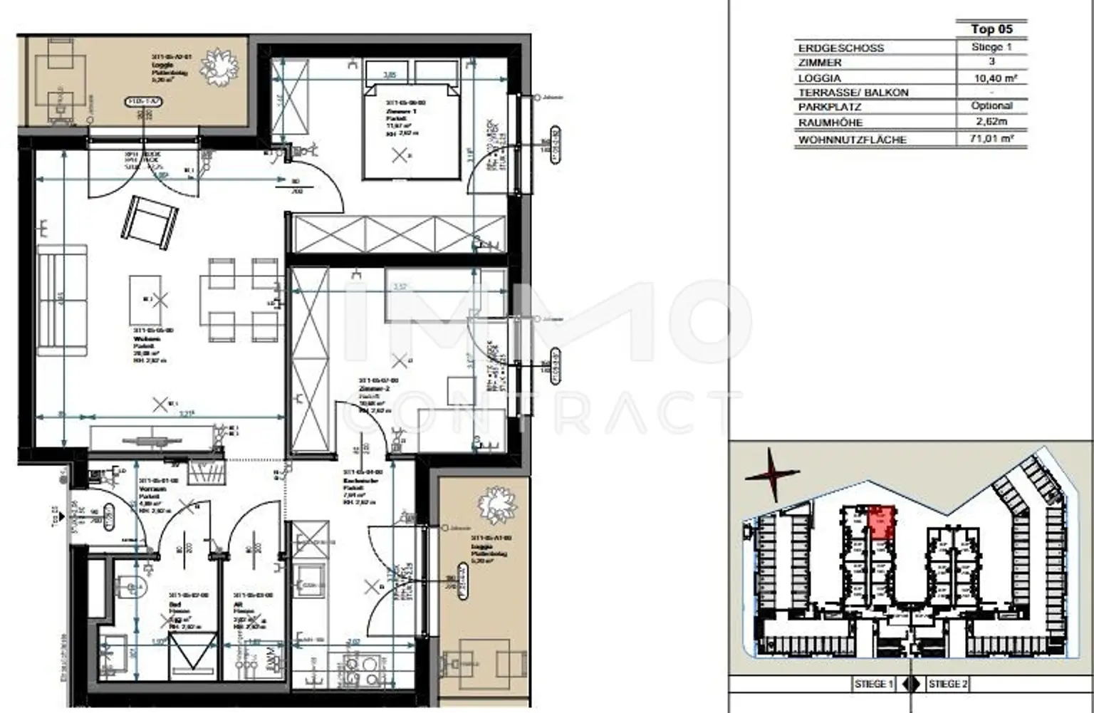 Vorsorgewohnung: Vermietete 3-Zimmer-Wohnung mit 2 Loggien, Küche & Tiefgarage inklusive