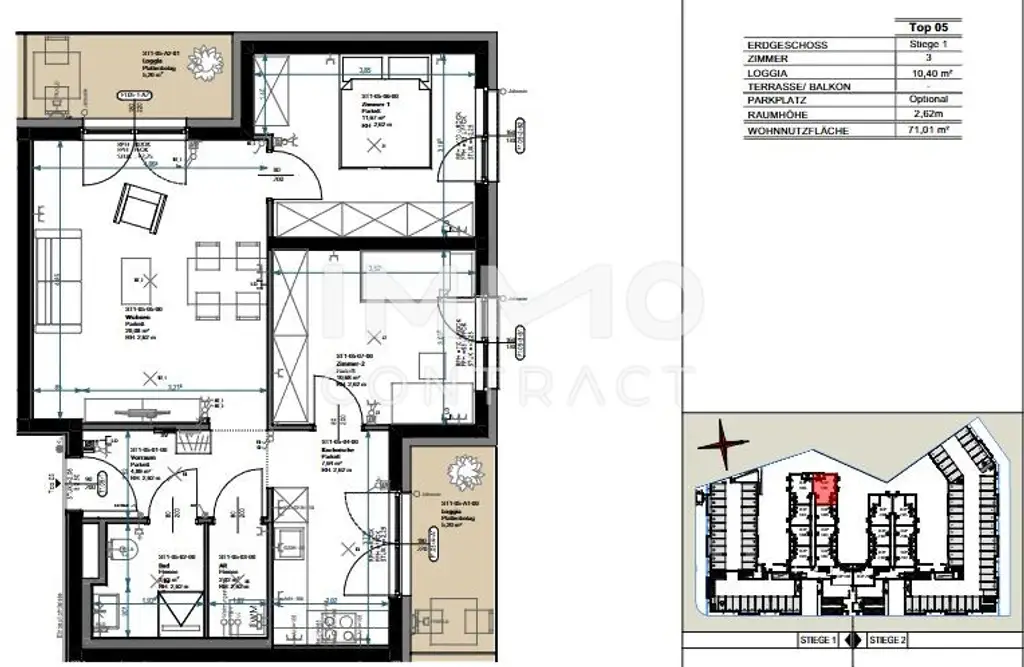 Vorsorgewohnung: Vermietete 3-Zimmer-Wohnung mit 2 Loggien, Küche & Tiefgarage inklusive