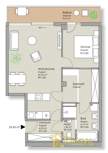 Grundriss mit Änderungen