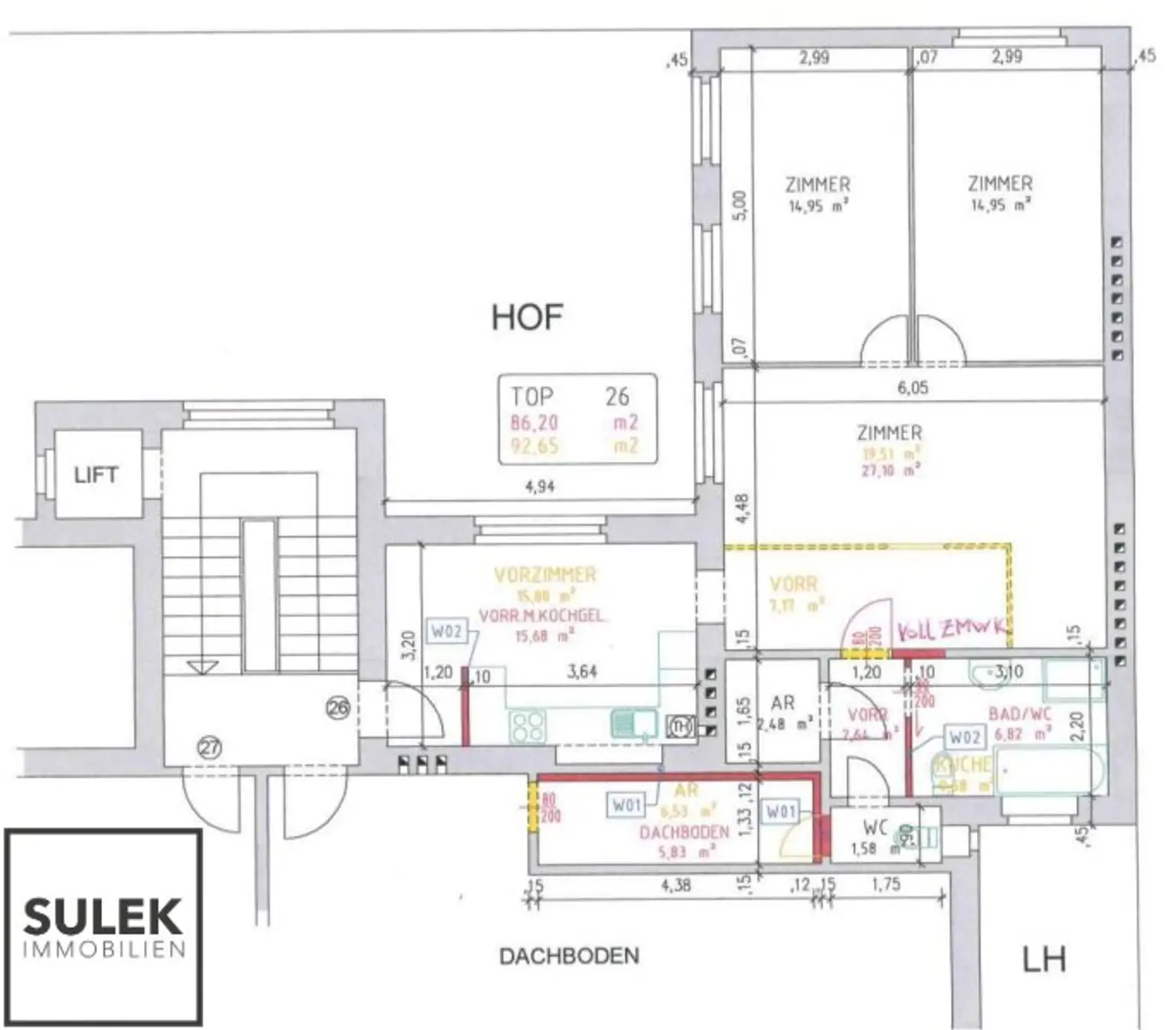 Zweitbezug: hofseitig gelegene 3-Zimmer-Wohnung direkt an der Mariahilferstraße - mit Klimaanlage