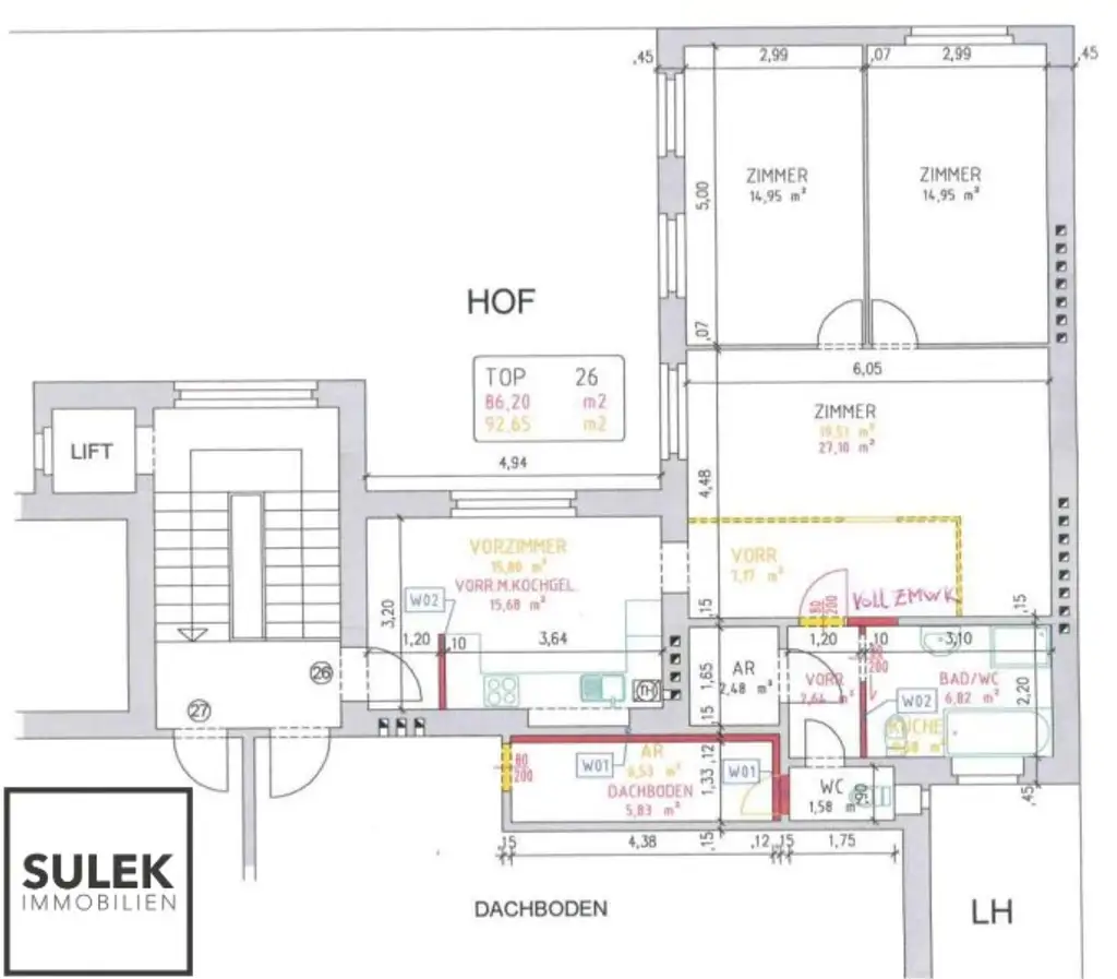 Zweitbezug: hofseitig gelegene 3-Zimmer-Wohnung direkt an der Mariahilferstraße - mit Klimaanlage