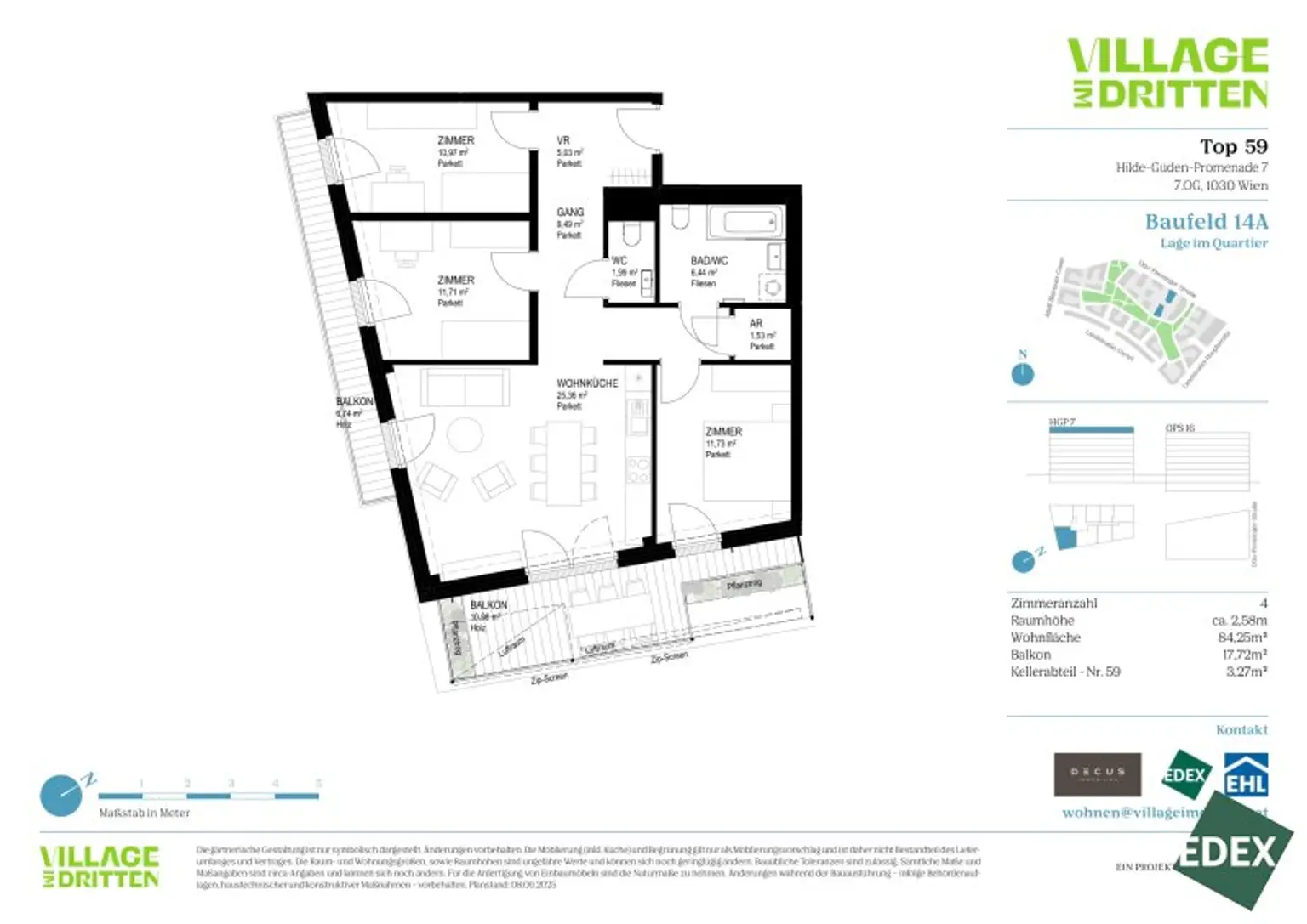 VILLAGE IM DRITTEN | BAUFELD 14A | 4-ZIMMER WOHNUNG MIT 2 BALKONEN