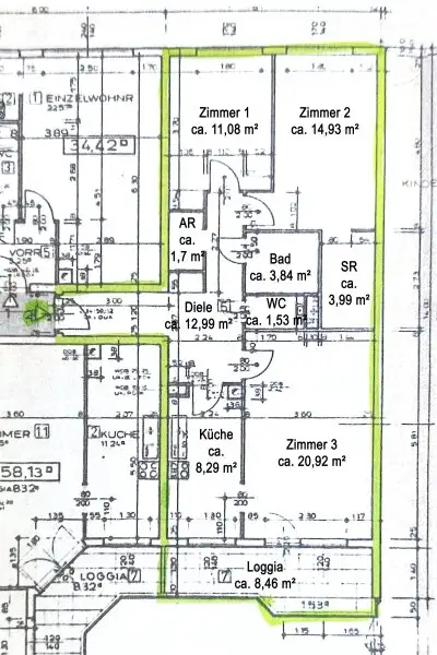 3-Zimmer-Wohnung mit Loggia in ruhiger Hoflage – saniert & sofort bezugsbereit