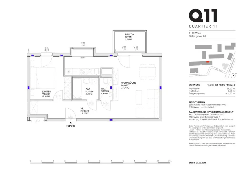 Attraktive 2-Zimmerwohnung mit Kühldecke und Balkon