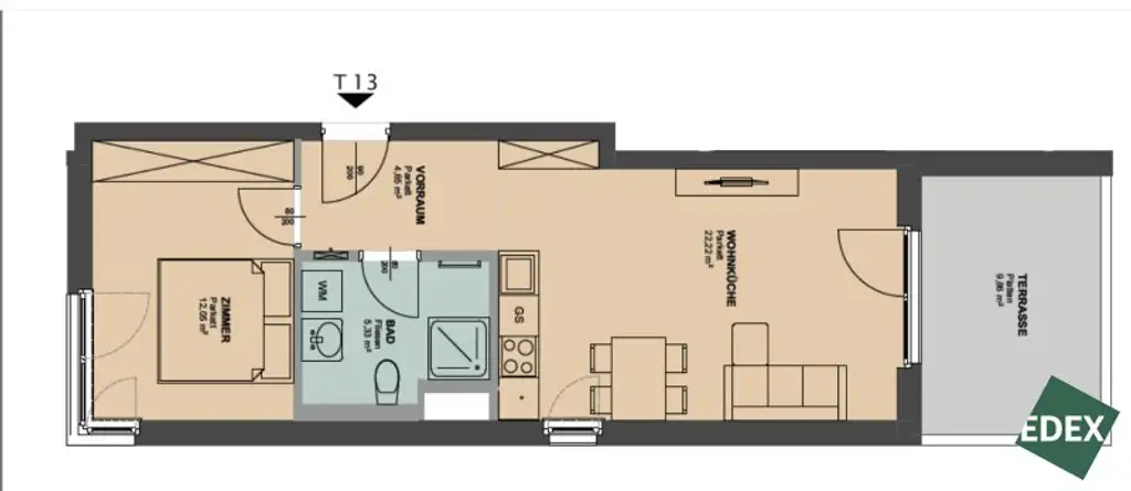 Ruhelage: 2-Zimmer Wohnung mit Loggia