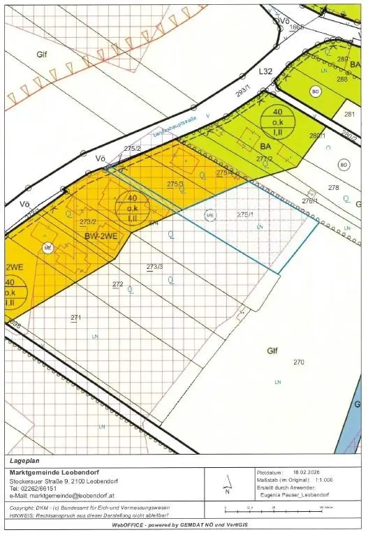 Flächenwidmungsplan 275-1 Baugrund 2105 Oberrohrba