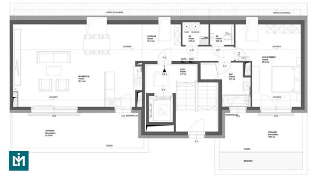 Provisionsfreie Dachgeschoss-Terrassen-Wohnung inkl. Tiefgaragenplatz und flexibler Raumgestaltung in Grünruhelage