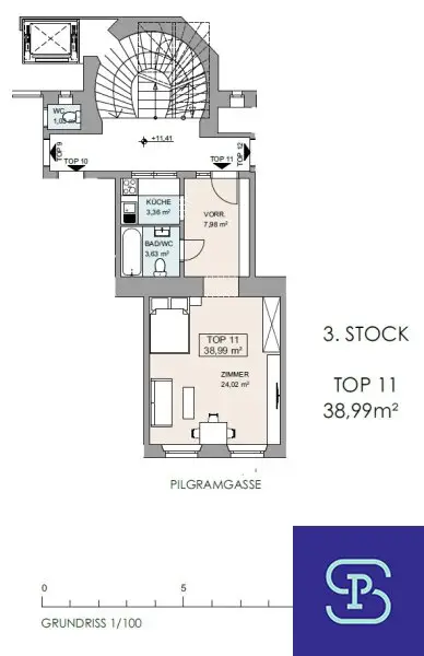 Sanierte 39m² Stadtwohnung mit Einbauküche Nähe Pilgramgasse - 1050 Wien