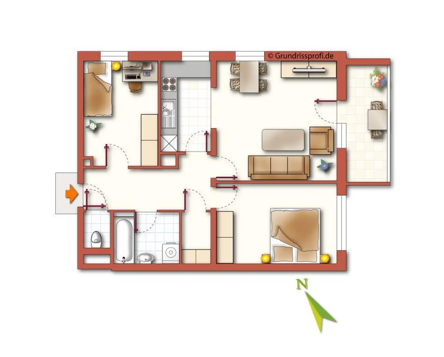 Perfekte 3-Zimmer Wohnung mit Balkon und Garagenplatz, ruhig, vollmöbliert