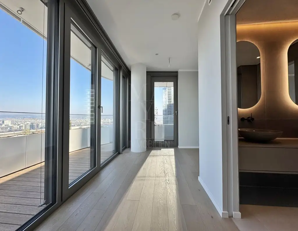 DANUBEFLATS. seltene und exklusive Eckwohnung mit zwei Terrassen im 24. Stockwerk