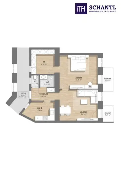 Jetzt besichtigen! Helle 2,5-Zimmer-Wohnung mit zwei Balkonen und feiner Lage!