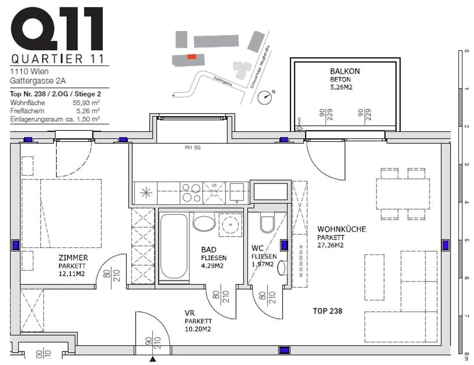 Q11 Leben in Simmering -
herrliche 2-Zimmer-Balkonwohnung mit Deckenkühlung!