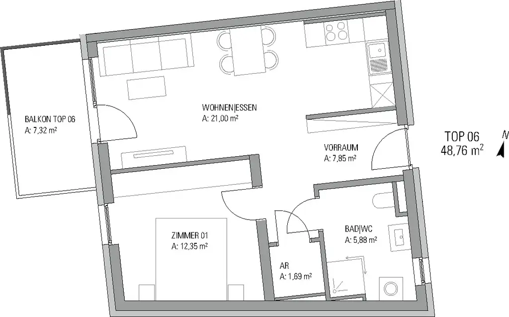 NEUBAUWOHNUNG mit herrlichem Balkon und Tiefgaragenparkplatz in ruhiger und zentraler Lage