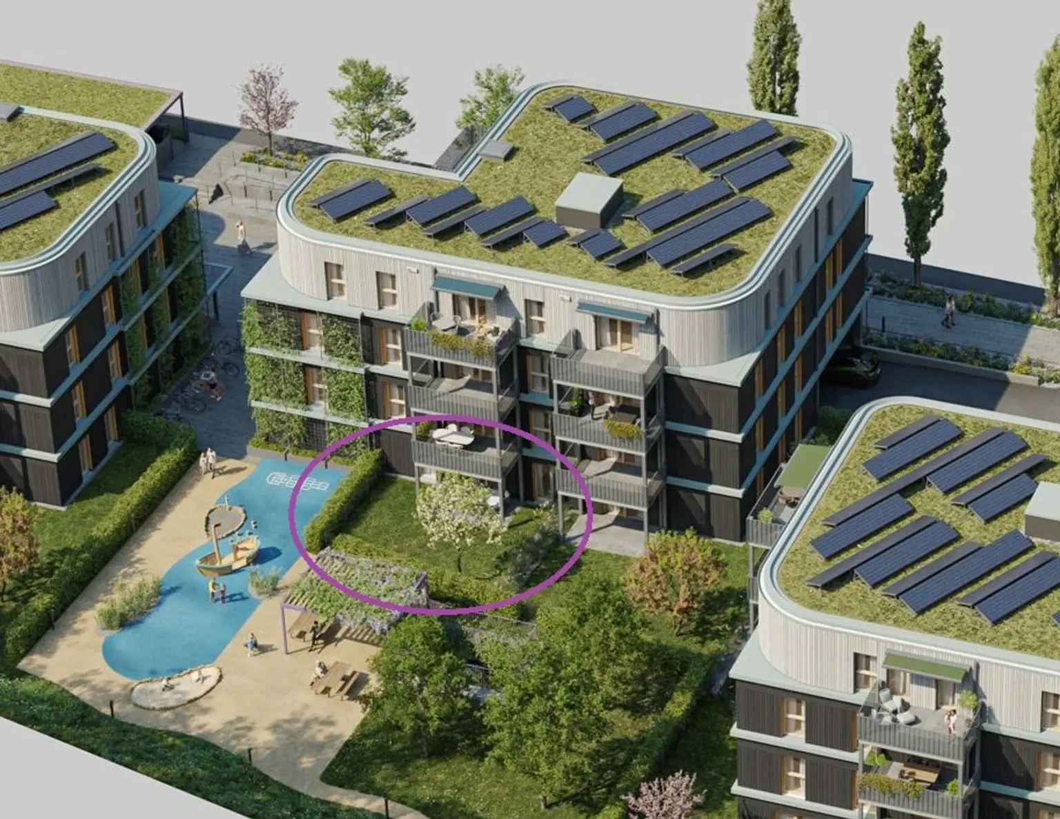 GRÜNE STADTVILLEN - Gartenwohnung mit 2 Zimmern | Holzbauweise & Nachhaltig | Provisionsfrei!