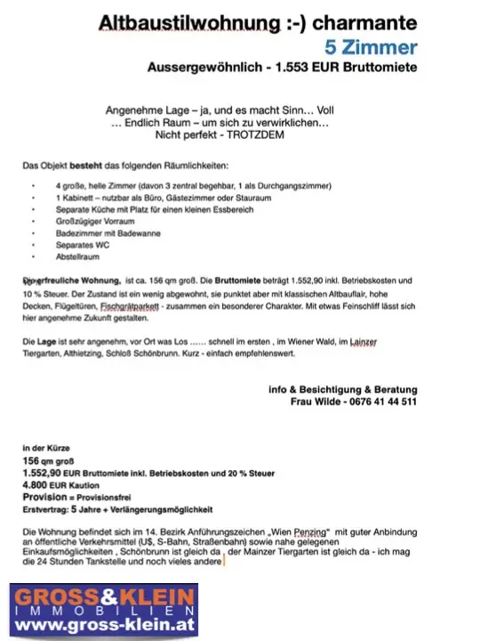 :-) charmante  5 Zimmer  -    geniale Einteilung
Aussergewöhnlich - 1.553 E Bruttomiete,
provfreii