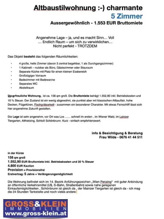 :-) charmante  5 Zimmer  -    geniale Einteilung
Aussergewöhnlich - 1.553 E Bruttomiete,
provfreii