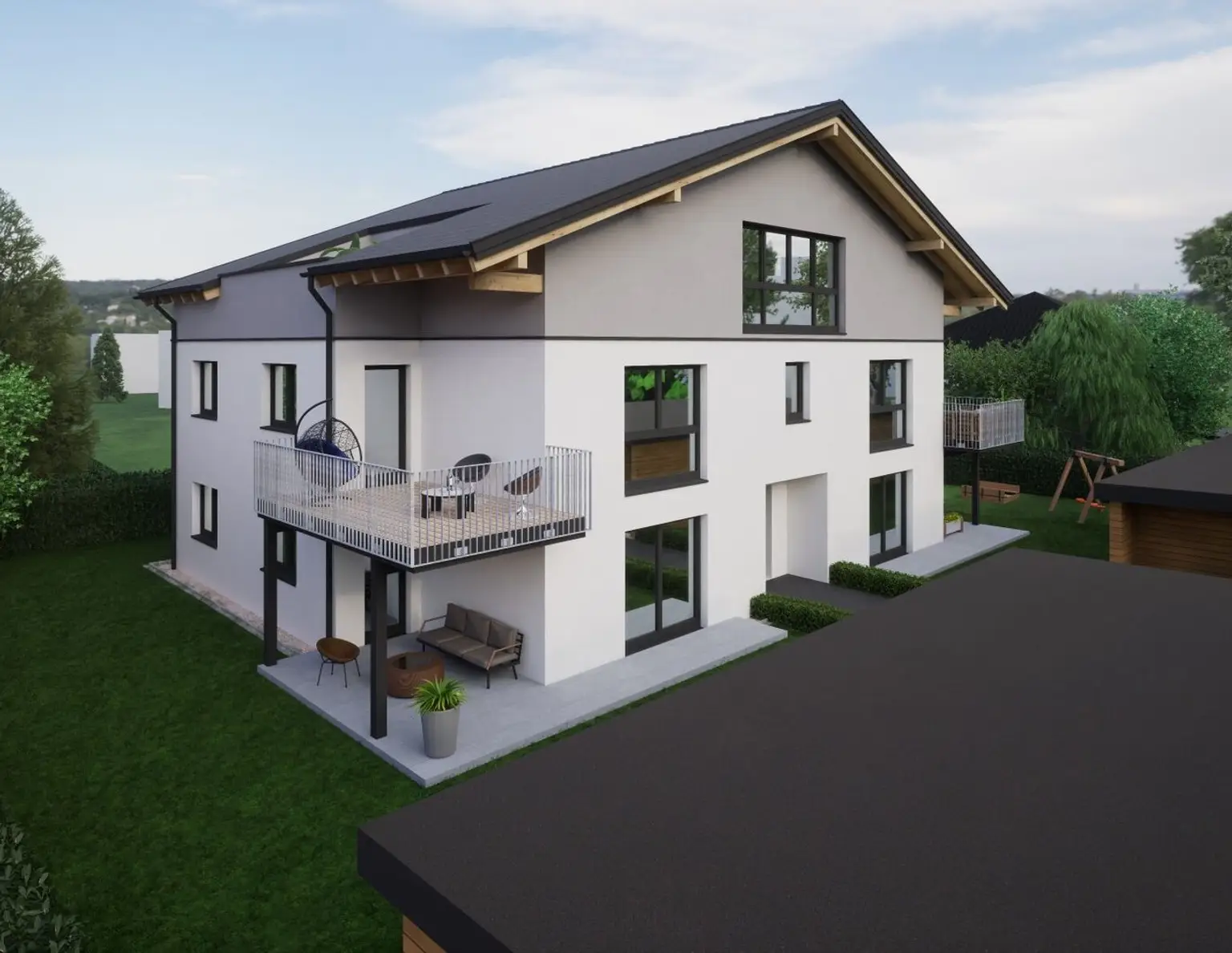 Neubau Ried/Tumeltsham-allein im Dachgeschoss-Lift, 2 Dachterassen,, Doppelcarport, Topausstattung