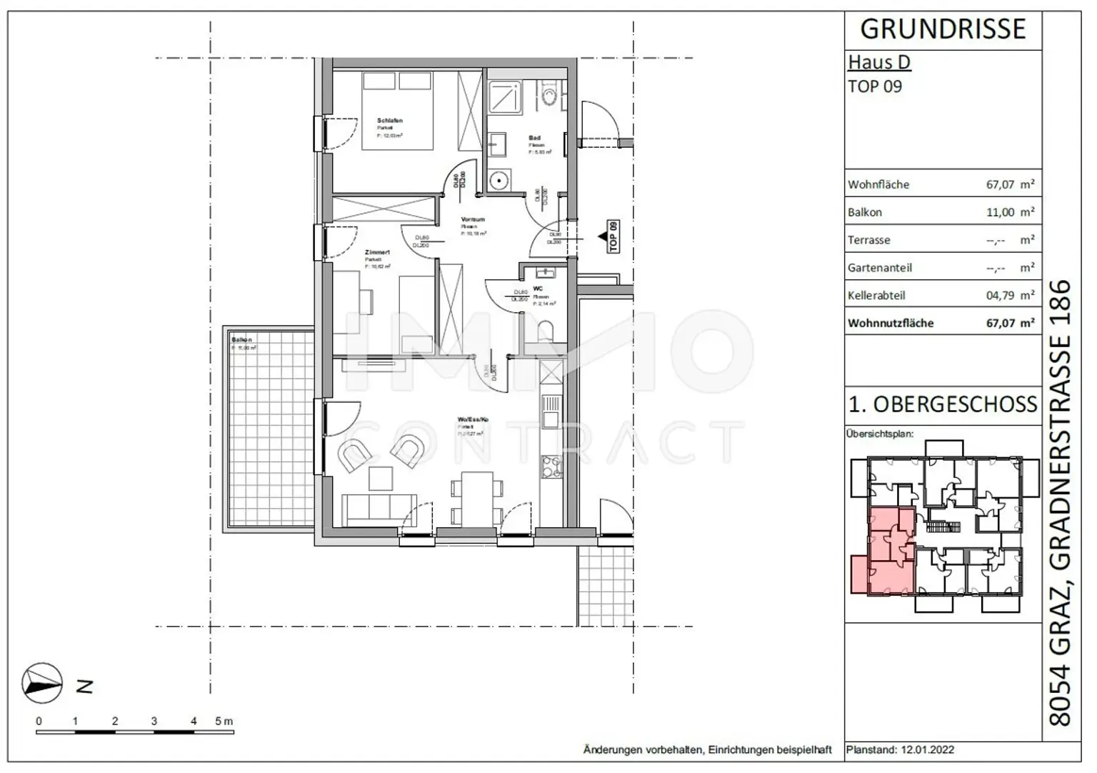 Neuwertige, geförderte 3 Zimmer Wohnung mit Balkon - Gradnerstraße186 D- Top 9D
