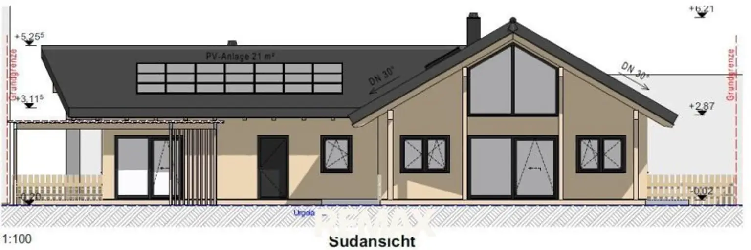 Visualisierung Doppelbungalow Süd