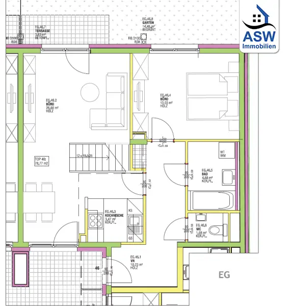 Moderne 3-Zimmerwohnung mit offener Schlafgalerie in U-Bahn-Nähe