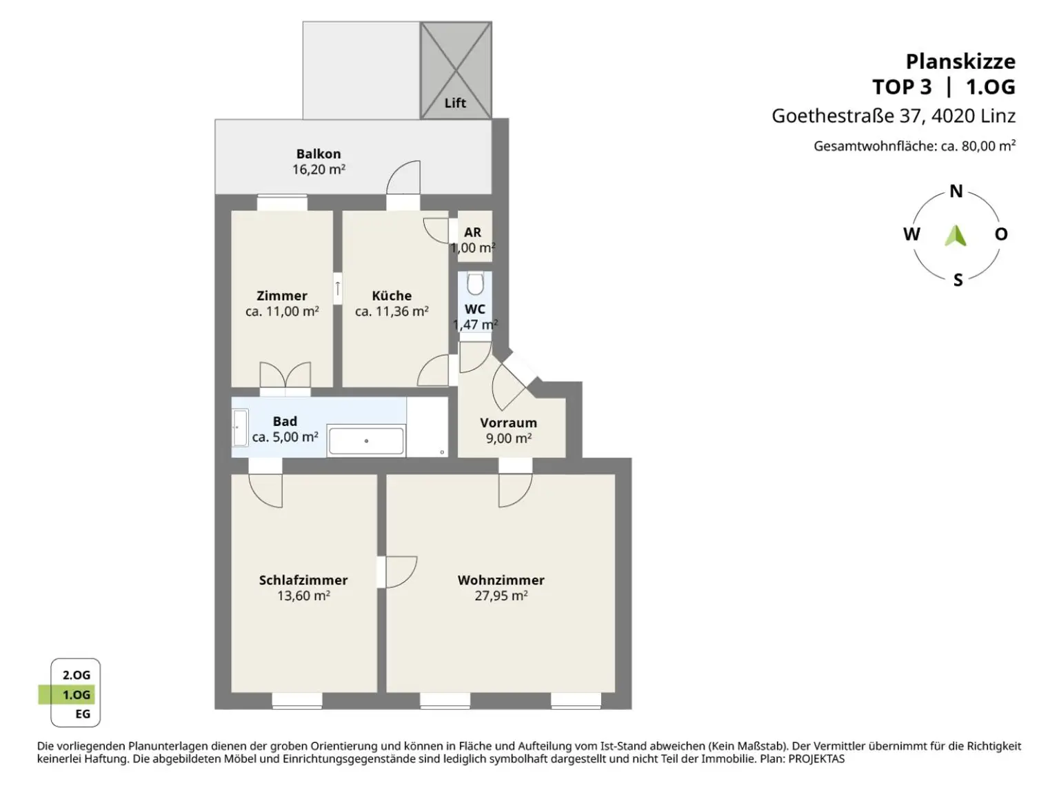 Wunderschöne 3 Zimmer-Altbauwohnung mit Küche und großem Balkon im Linzer Zentrum!
