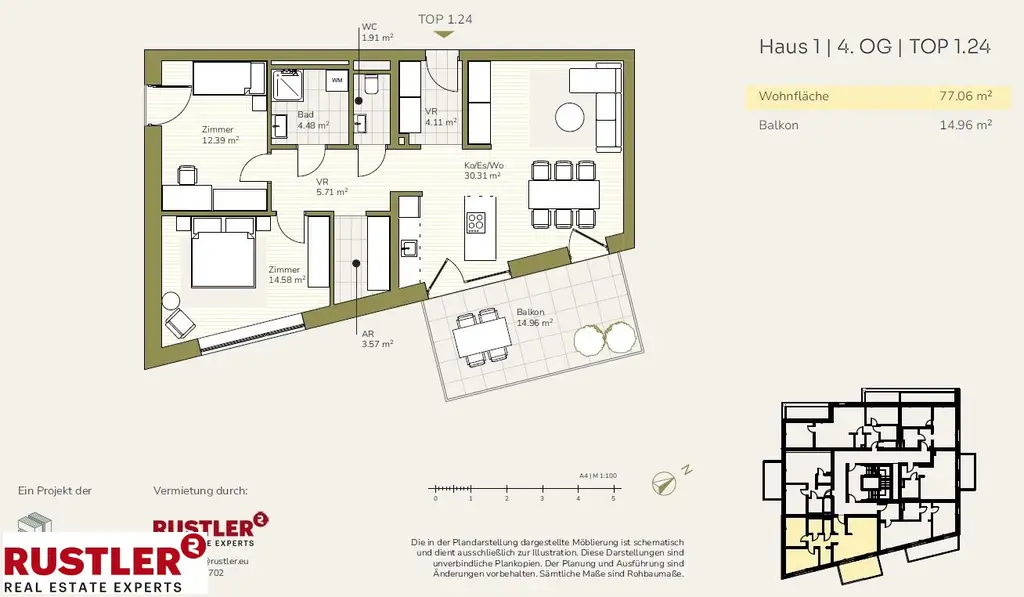 Perfekter Mix aus Stadt und Natur im Projekt Schlosspark
Geräumige 3-Zimmerwohnung mit Balkon