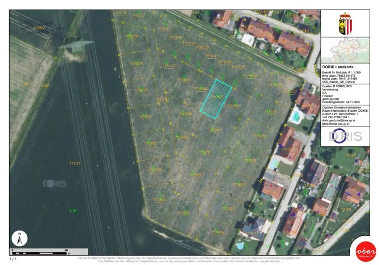 Schönes Baugrundstück Nr. 1110/45 für Doppelhausbebauung - Asten/Raffelstetten