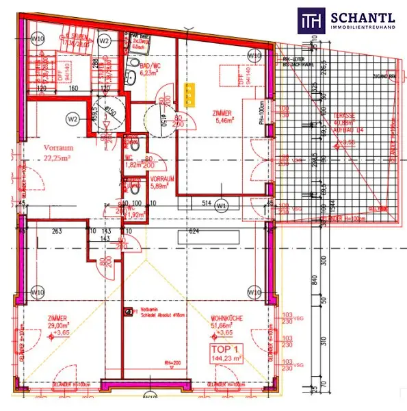 Großzügig. Hell. Ungestört. Penthouse-Feeling mit riesigen Fensterfronten und 40 m² großer Terrasse im Zentrum von Unterwaltersdorf!