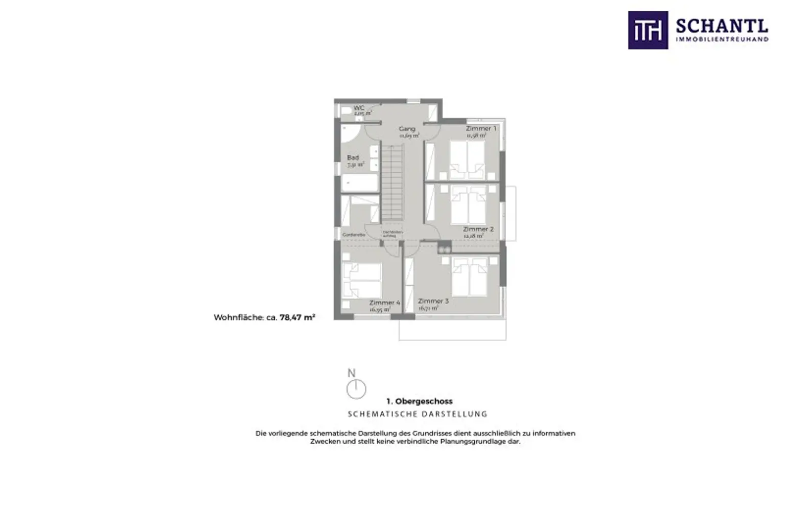 Grundriss 1.Obergeschoss, schematische Darstellung
