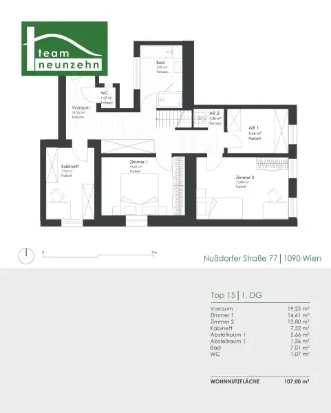 Stilvolle Dachgeschoss-Maisonette mit 3,5 Zimmern, riesiger Terrasse und WG-Eignung nahe U6 Nußdorfer Straße!