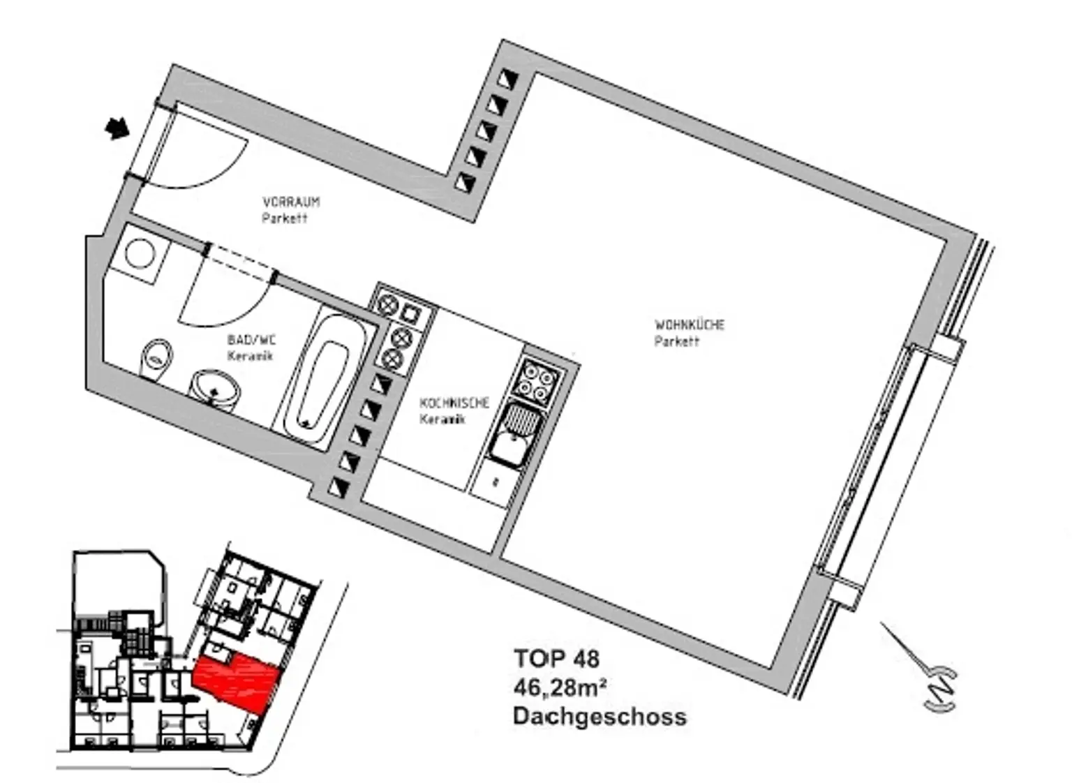 Geräumige Einraumwohnung!