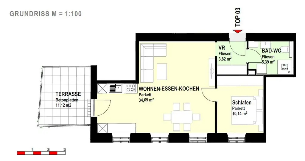 Exklusive 2-Zimmer Wohnung mit Terrasse, Tiefgaragenplatz und Villen Flair zu vermieten in Vorstadt Vöcklabruck