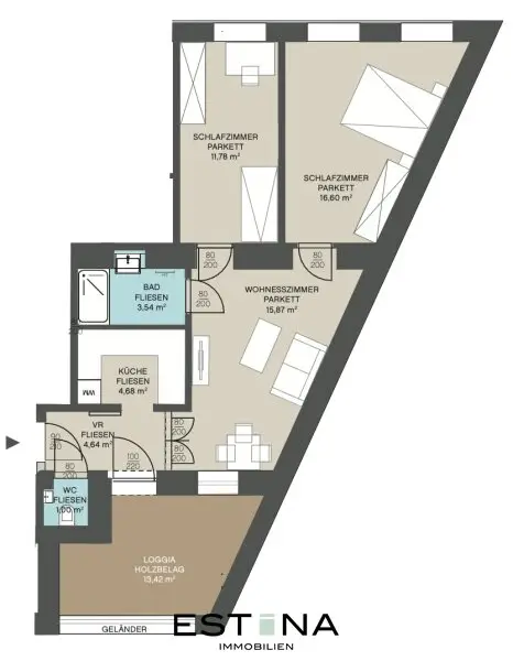Stilvolle 3-Zimmer-Wohnung mit separater Küche in begehrter Grünruhelage nahe Gustav-Klimt-Park
