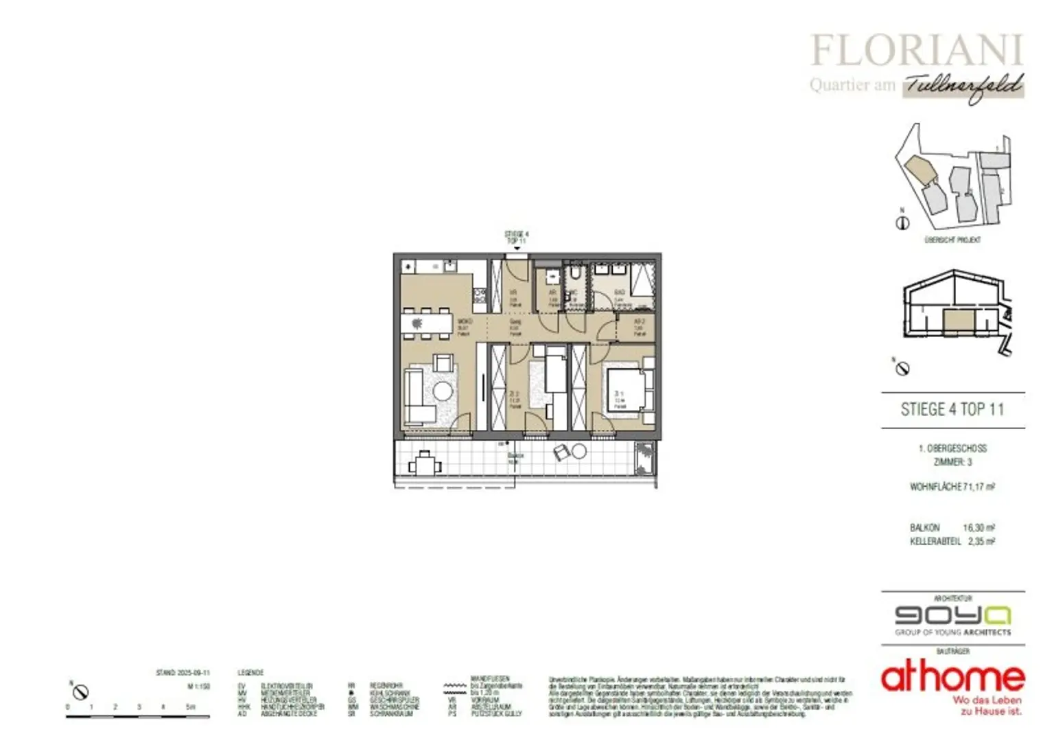FLORIANI – Quartier am Tullnerfeld - Stilvolle 3 Zimmer Wohnung mit großem Balkon (S/W) - Perfekte Aufteilung - Bahnhof in der Nähe