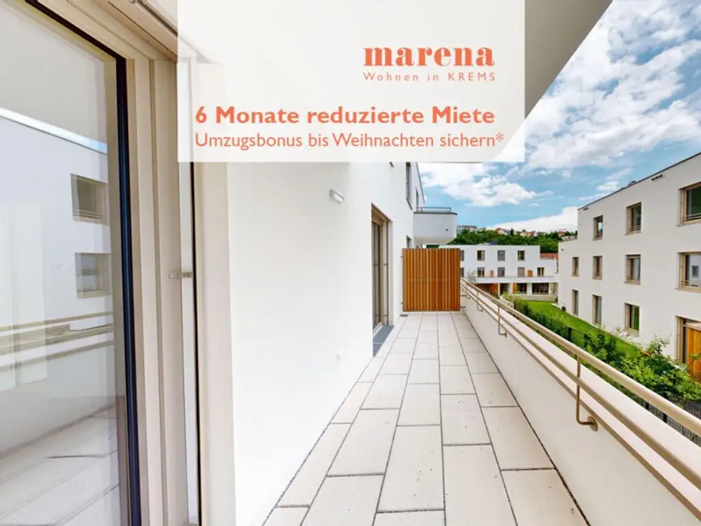 2-Zimmer-Wohnung mit Terrasse in Südlage + Umzugsbonus: 6 Monate reduzierte Miete | marena – Wohnen in Krems Haus 75b