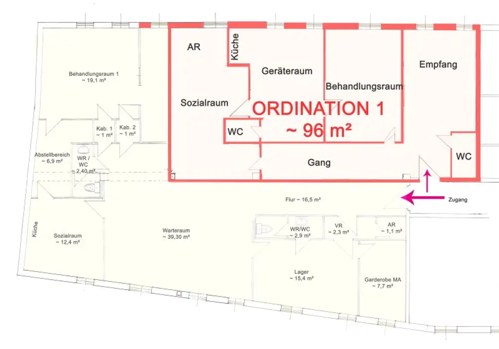 Planskizze Ordination 1