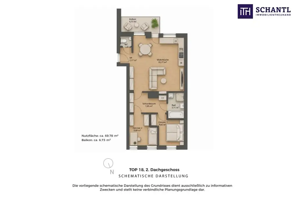 Grundriss Top 18, schematische Darstellung