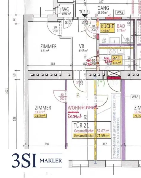 Elegante 3-Zimmer-Wohnung mit Parkblick – Erstbezug im revitalisierten Altbau