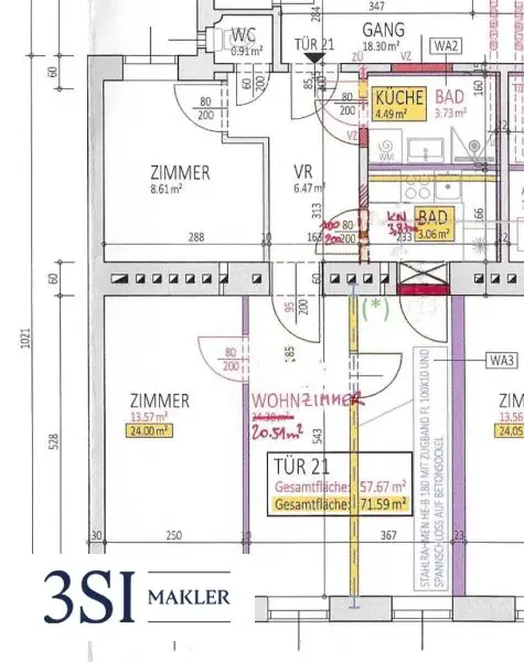 Elegante 3-Zimmer-Wohnung mit Parkblick – Erstbezug im revitalisierten Altbau