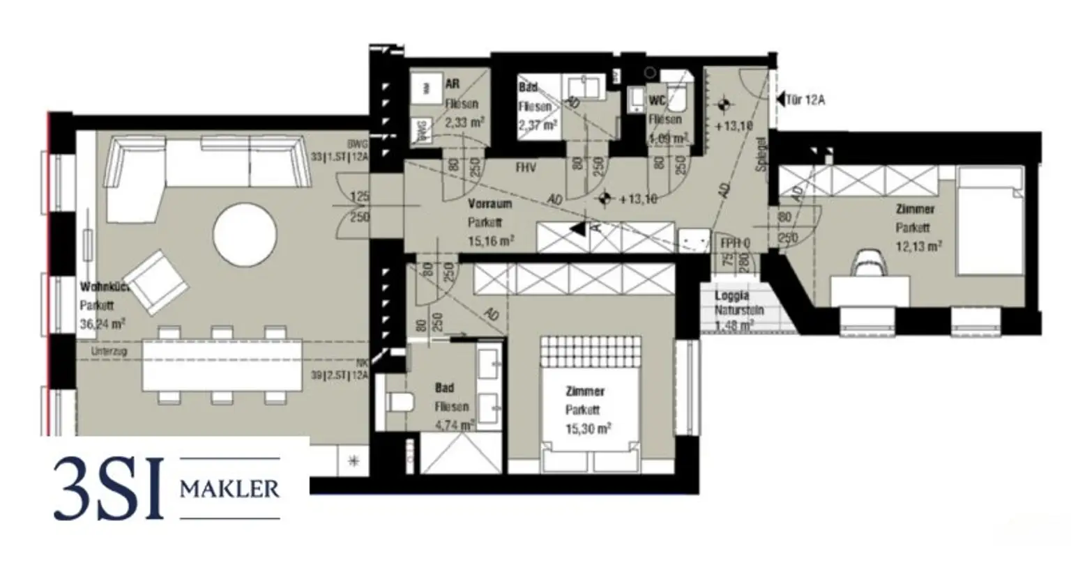 Altbauflair trifft Wohnkomfort: 3 Zimmer mit Loggia